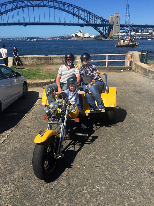 Harley trike tour Harbour Bridge Sydney