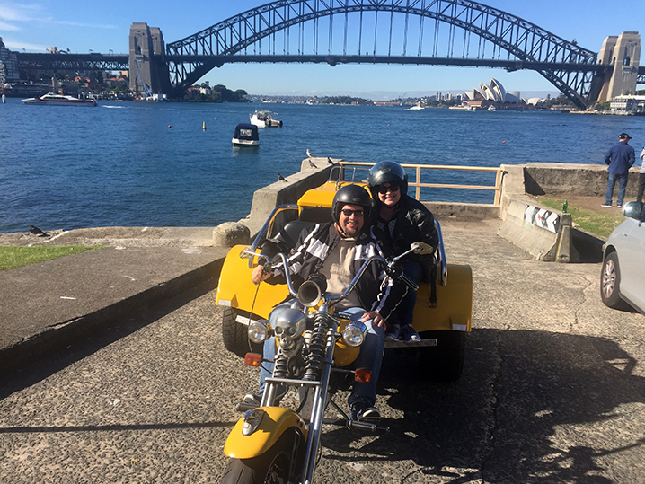 Harley trike tour wedding anniversary, Sydney