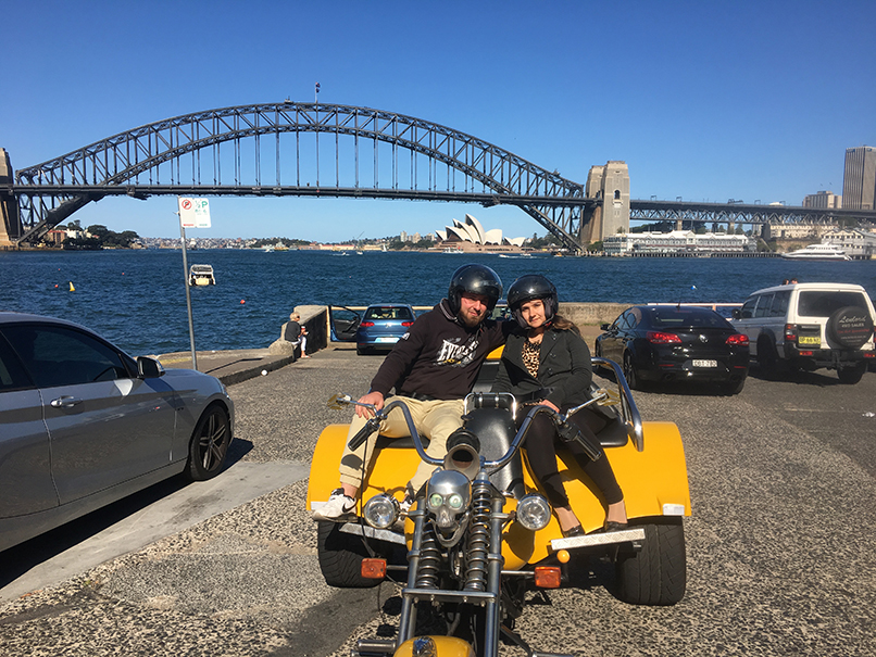 Harley trike tour over Sydney Harbour Bridge