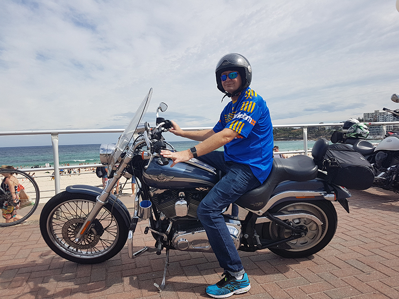 Harley ride past Bondi Beach