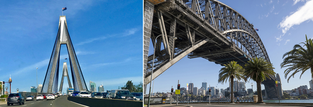 The ANZAC Bridge and Sydney Harbour Bridge