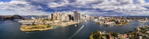 An aerial view of Sydney Harbour