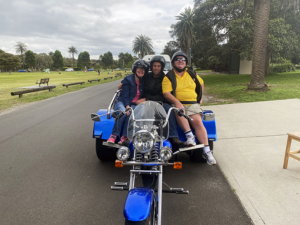 Mini trike rides around Centennial Park, Sydney.
