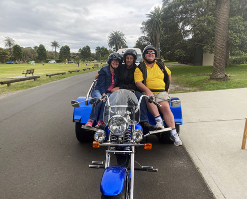 Mini trike rides around Centennial Park, Sydney.