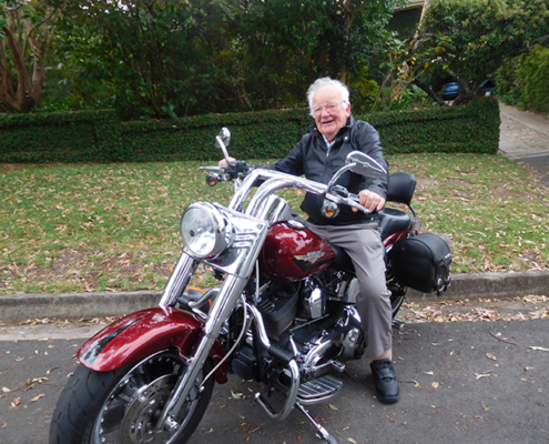 A 92nd birthday Harley ride. Sydney Australia