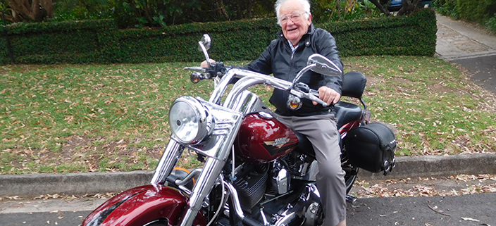 A 92nd birthday Harley ride. Sydney Australia