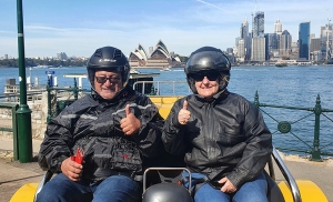25th wedding anniversary and birthday combined trike tour. They did the 3 bridges tour. Sydney Australia