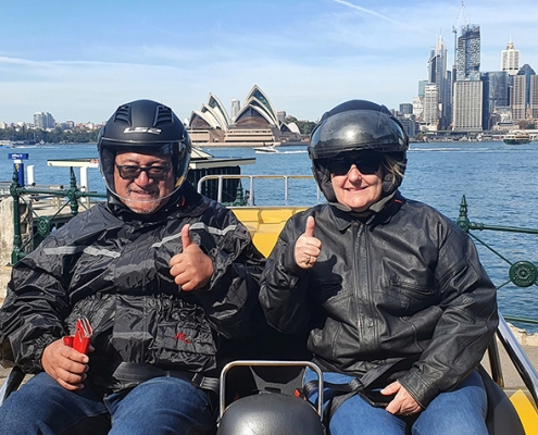 25th wedding anniversary and birthday combined trike tour. They did the 3 bridges tour. Sydney Australia