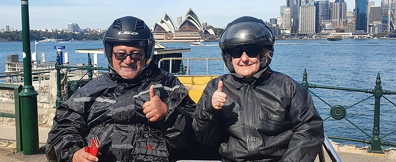 25th wedding anniversary and birthday combined trike tour. They did the 3 bridges tour. Sydney Australia