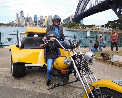 A Harley and trike ride for a birthday. They went on the 3 Bridges tour in Sydney Australia.