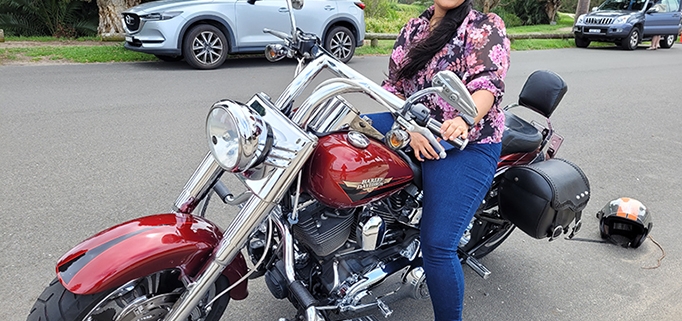 Our passenger bought the Harley birthday present for herself. Sydney Australia