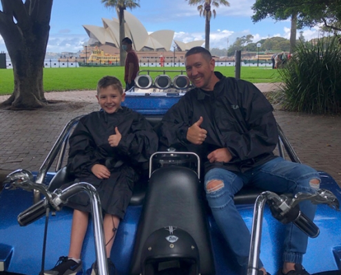 A surprise 7 year old birthday present. A trike ride around Sydney city.