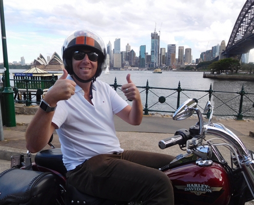 The birthday gift, a Harley tour around Sydney Australia.