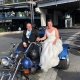 We organised a wedding transfer to their hotel. From getting off a boat on Sydney Harbour and taking them to their hotel.