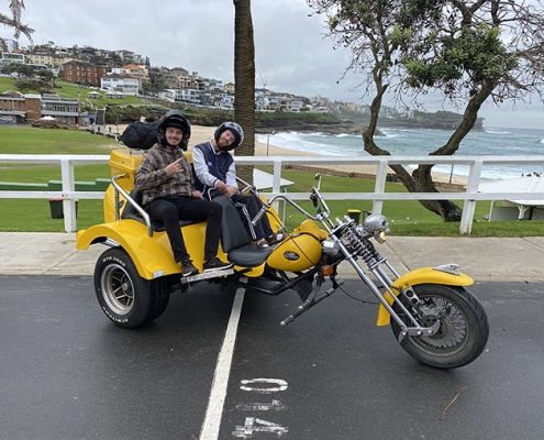 A passenger with cerebral palsy did a trike tour. He has been doing them with us for 5 years - loves it! Sydney Australia.