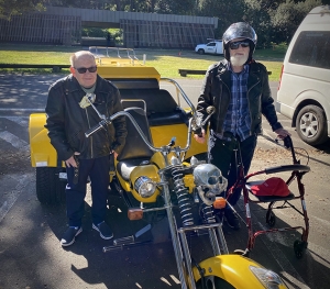 Centennial Park disability rides on a trike. Sydney Australia.