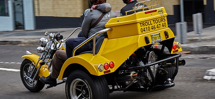 An uncle + nephew trike tour around the eastern beaches of Sydney.