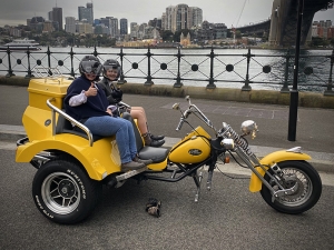 A surprise 12th birthday tour on the trike. It was organised by mum for her son who absolutley loved it. Sydney Australia