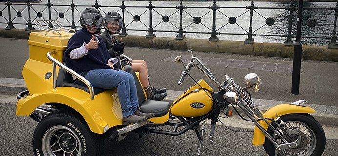 A surprise 12th birthday tour on the trike. It was organised by mum for her son who absolutley loved it. Sydney Australia