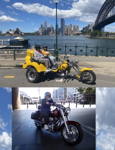 The surprise birthday trike and Harley tour was a huge success. Sydney Australia.