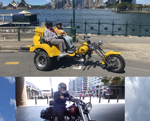 The surprise birthday trike and Harley tour was a huge success. Sydney Australia.