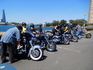 The group Harleys and trike are from Switzerland. They loved their tour around Sydney.