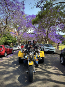The Sisters Sydney trike tour showed them so many sights, even the beautiful jacarandas.