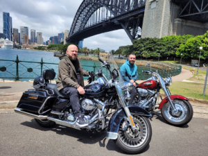 The Father and son Harley ride did the 3 Bridges of Sydney.