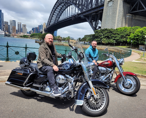 The Father and son Harley ride did the 3 Bridges of Sydney.