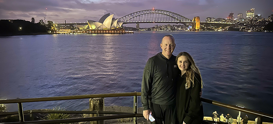 A stunning Sydney sunset trike tour with the Opera House and Harbour Bridge in the background.