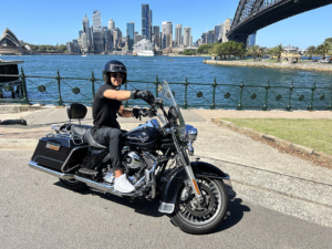 On the tour on Harley Davidson motorcycle we rode over the 3 main bridges of Sydney. He loved it!