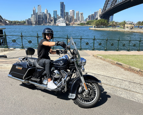 On the tour on Harley Davidson motorcycle we rode over the 3 main bridges of Sydney. He loved it!
