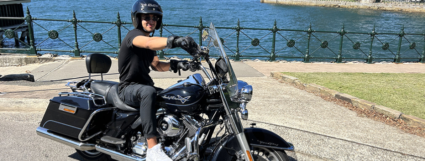 On the tour on Harley Davidson motorcycle we rode over the 3 main bridges of Sydney. He loved it!