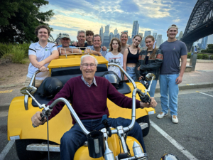 The 86th birthday trike ride was so much fun. For 2 hours the birthday boy stayed on the trike while the other passengers swapped around regularly. A great way to see Sydney.