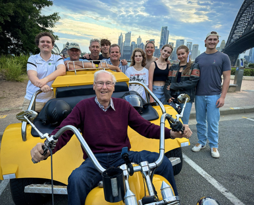 The 86th birthday trike ride was so much fun. For 2 hours the birthday boy stayed on the trike while the other passengers swapped around regularly. A great way to see Sydney.