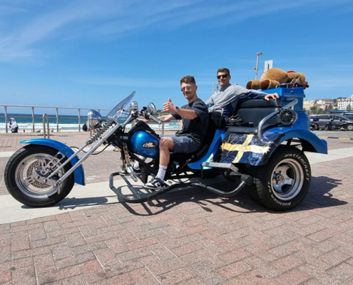Our passengers loved their trike ride in Sydney. This photo shows them at the famous Bondi Beach.