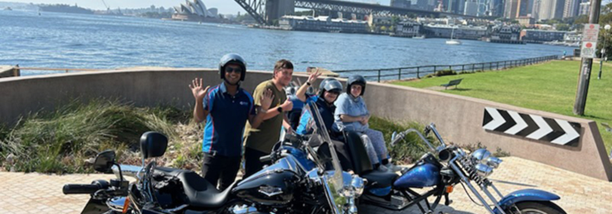 The trike and Harley disability tour was fun, safe and memorable. They saw beautiful parts of Sydney most visitors don't see.