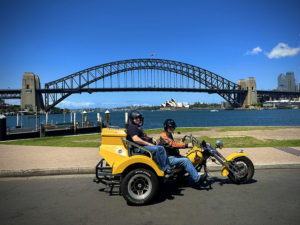 The US tourists visiting Sydney loved their Chopper 4 trike tour.