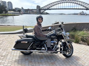 The husband's surprise Harley ride for his birthday was a huge success. He saw interesting parts of Sydney.