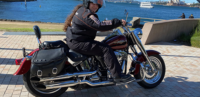The surprise 18th birthday Harley ride was a fun and unique gift. She did the 4 Bridges tour in Sydney.