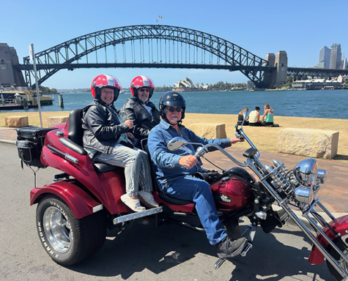The 50th wedding anniversary trike tour over the 3 main bridges of Sydney was a fun and memorable experience.