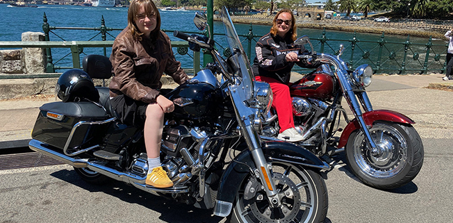The Christmas holiday Harley ride in Sydney was so much fun for mother and daughter.