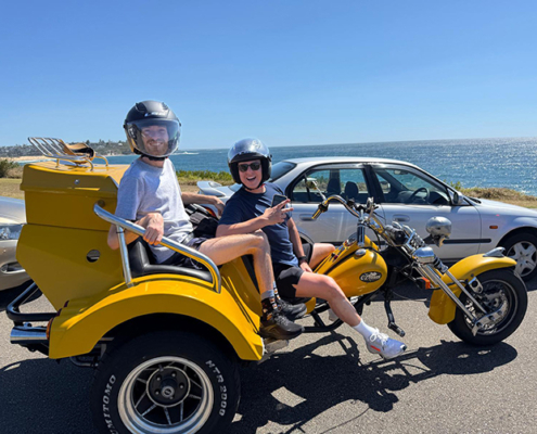 The northern beaches disability trike tour was a fun experience for our passenger with cerebral palsy.