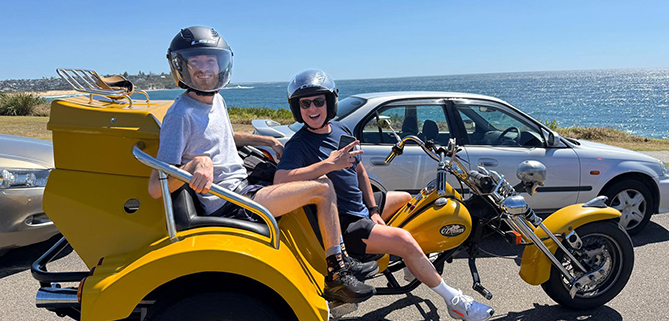 The northern beaches disability trike tour was a fun experience for our passenger with cerebral palsy.