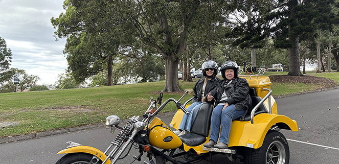 The early Mother's Day ride on a trike, was a fun and memorable present in Sydney.
