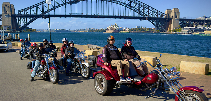 The Sydney trike + Harley Davidson tour was fun, unique and a great start to their holiday.
