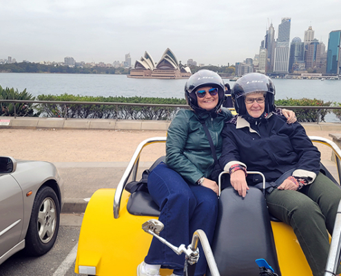 The daughter mother Sydney tour on a trike, showed places many visitors don't see.