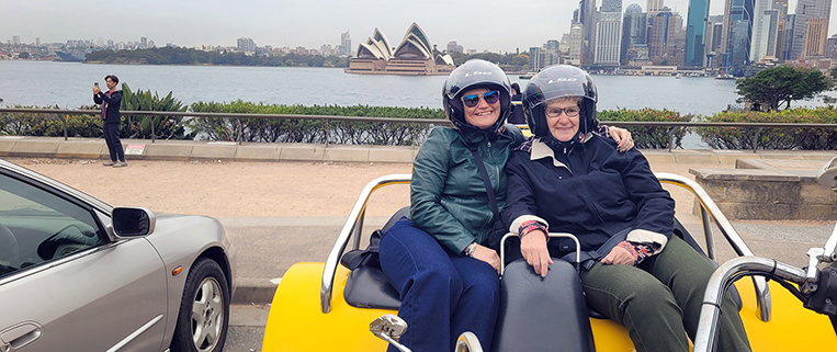 The daughter mother Sydney tour on a trike, showed places many visitors don't see.