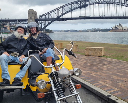 The surprise 70th birthday trike tour is Sydney was the best present EVER!