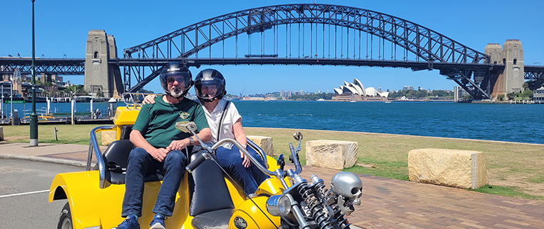 The couple's Sydney trike tour showed some unique and stunning views of Sydney Harbour.